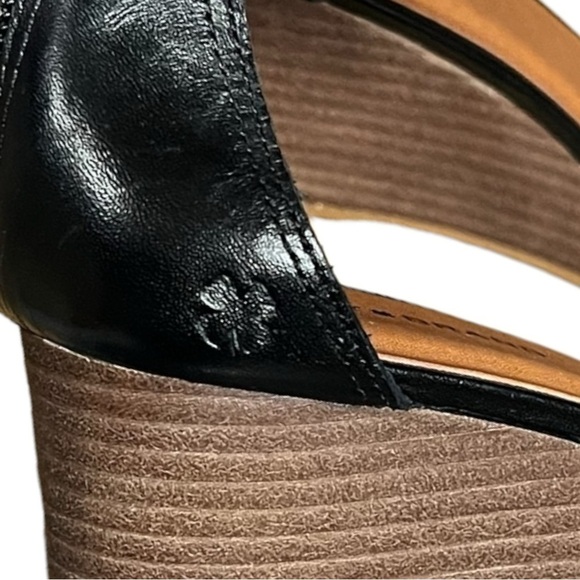 🌻NEW LUCKY BRAND Women's Jodella Black Leather Wedge Sandals Size 10 - Picture 5 of 14